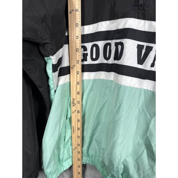 Riley & James Windbreaker Jacket Woman's "Good Vibes" M Black & Mint - Picture 7 of 10